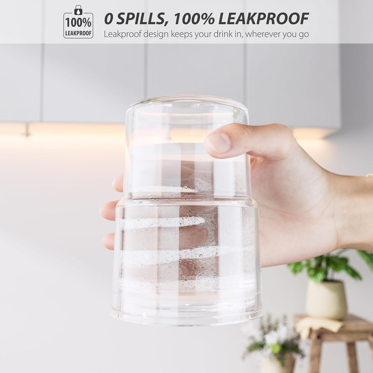 13oz Iced Coffee Cup, Glass Tumbler with Straw and Lid, Leakproof