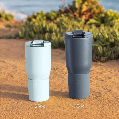 Nav 25oz Insulated Travel Tumbler, Dune | 100% Leakproof BevLock Lid, Insulated Stainless Steel, Locking Flip Lid, Silicone Sleeve, 4+ Hrs Hot