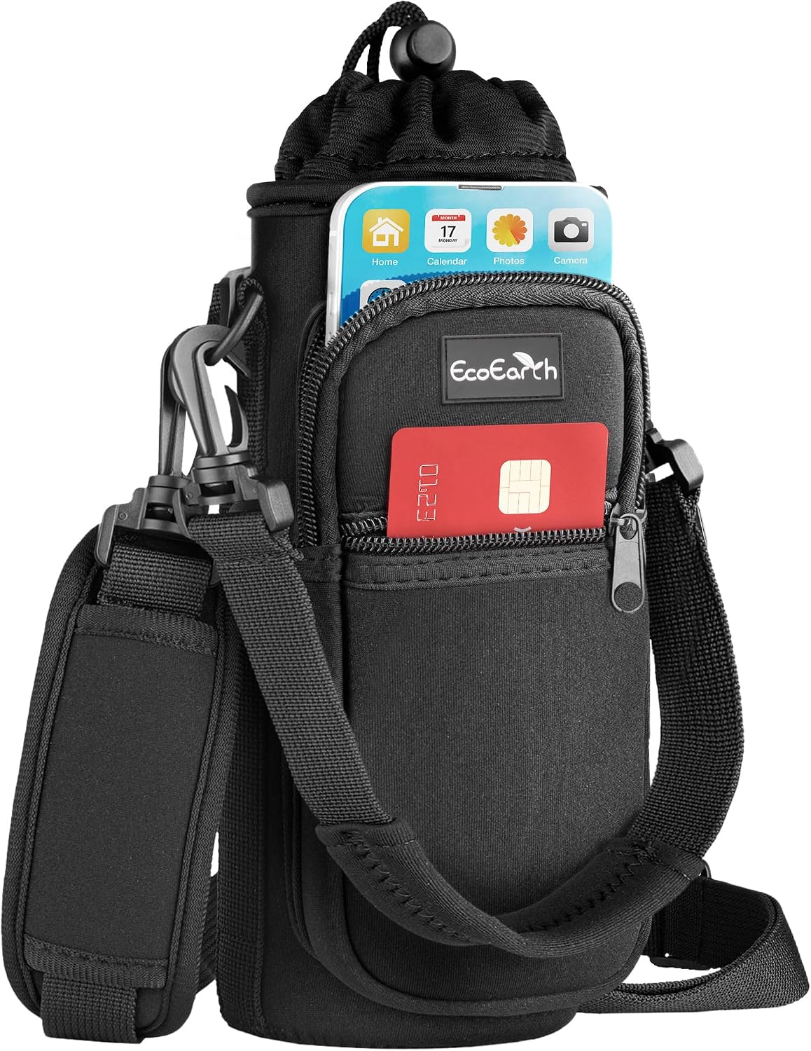 Water Bottle Holder with Strap - Water Bottle Carrier Bag for Hiking - Crossbody Hydration Pouch with Phone Holder