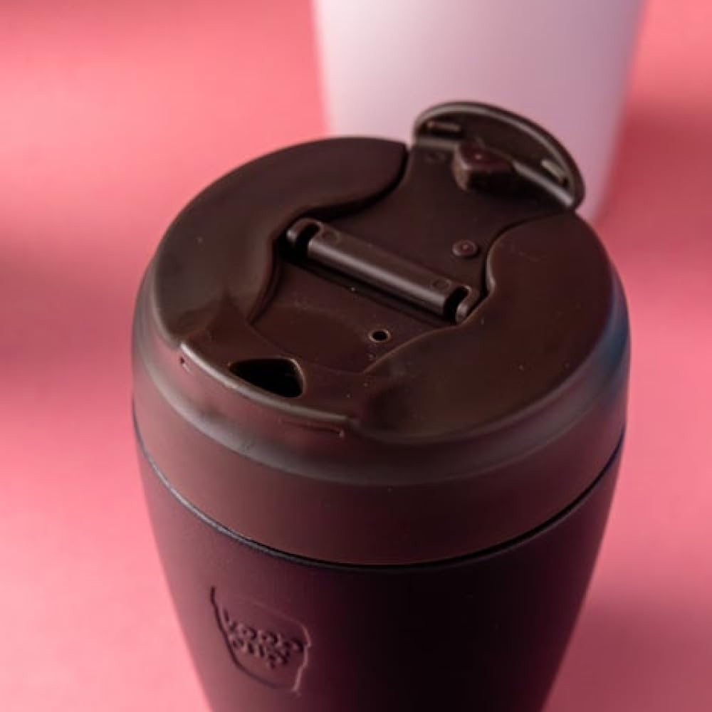 Commuter Travel Mug - Insulated Stainless Steel Reusable Coffee Cup with Spillproof Flip Lid - 16oz/454ml - Chocolate