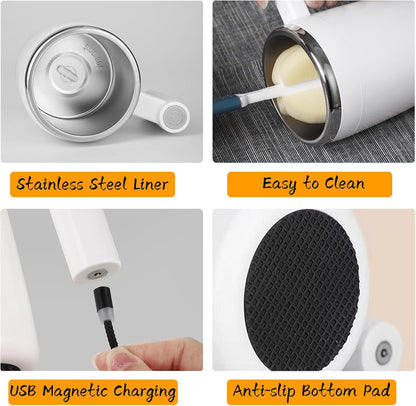 Self Stirring Mug, Rechargeable, Magnetic, Black, 380ml | Self Stirring Coffee Mug, 304 Stainless Steel, Portable for Coffee, Milk, Cocoa, Protein Powder