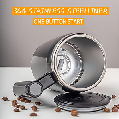 Self Stirring Mug, Rechargeable, Magnetic, Black, 380ml | Self Stirring Coffee Mug, 304 Stainless Steel, Portable for Coffee, Milk, Cocoa, Protein Powder