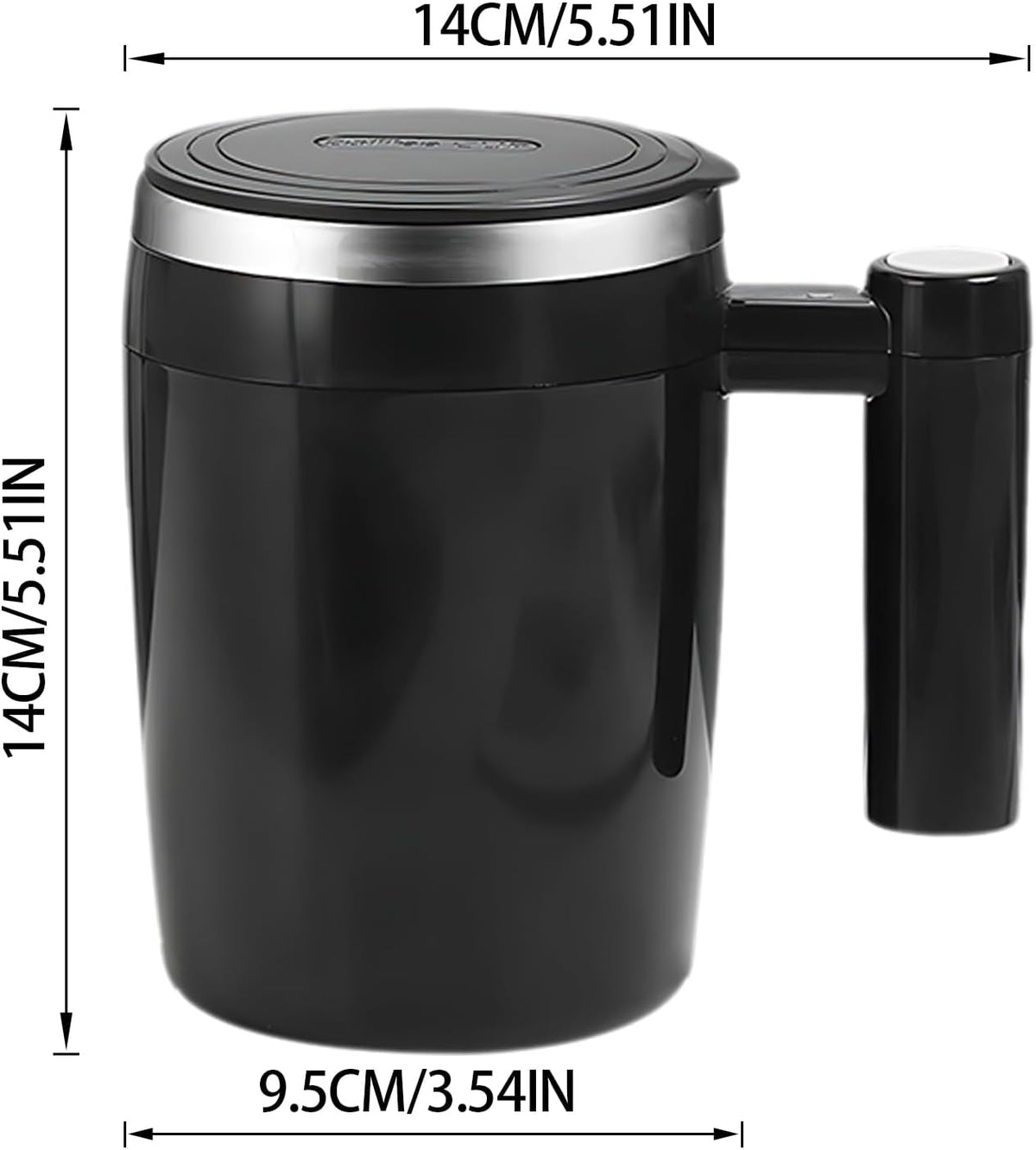 Self Stirring Mug, Rechargeable, Magnetic, Black, 380ml | Self Stirring Coffee Mug, 304 Stainless Steel, Portable for Coffee, Milk, Cocoa, Protein Powder