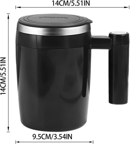 Self Stirring Mug, Rechargeable, Magnetic, Black, 380ml | Self Stirring Coffee Mug, 304 Stainless Steel, Portable for Coffee, Milk, Cocoa, Protein Powder