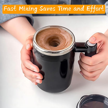 Self Stirring Mug, Rechargeable, Magnetic, Black, 380ml | Self Stirring Coffee Mug, 304 Stainless Steel, Portable for Coffee, Milk, Cocoa, Protein Powder