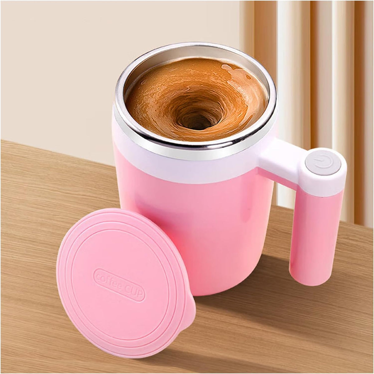 Self Stirring Mug, Rechargeable, Magnetic, Black, 380ml | Self Stirring Coffee Mug, 304 Stainless Steel, Portable for Coffee, Milk, Cocoa, Protein Powder