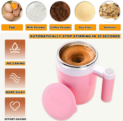 Self Stirring Mug, Rechargeable, Magnetic, Black, 380ml | Self Stirring Coffee Mug, 304 Stainless Steel, Portable for Coffee, Milk, Cocoa, Protein Powder
