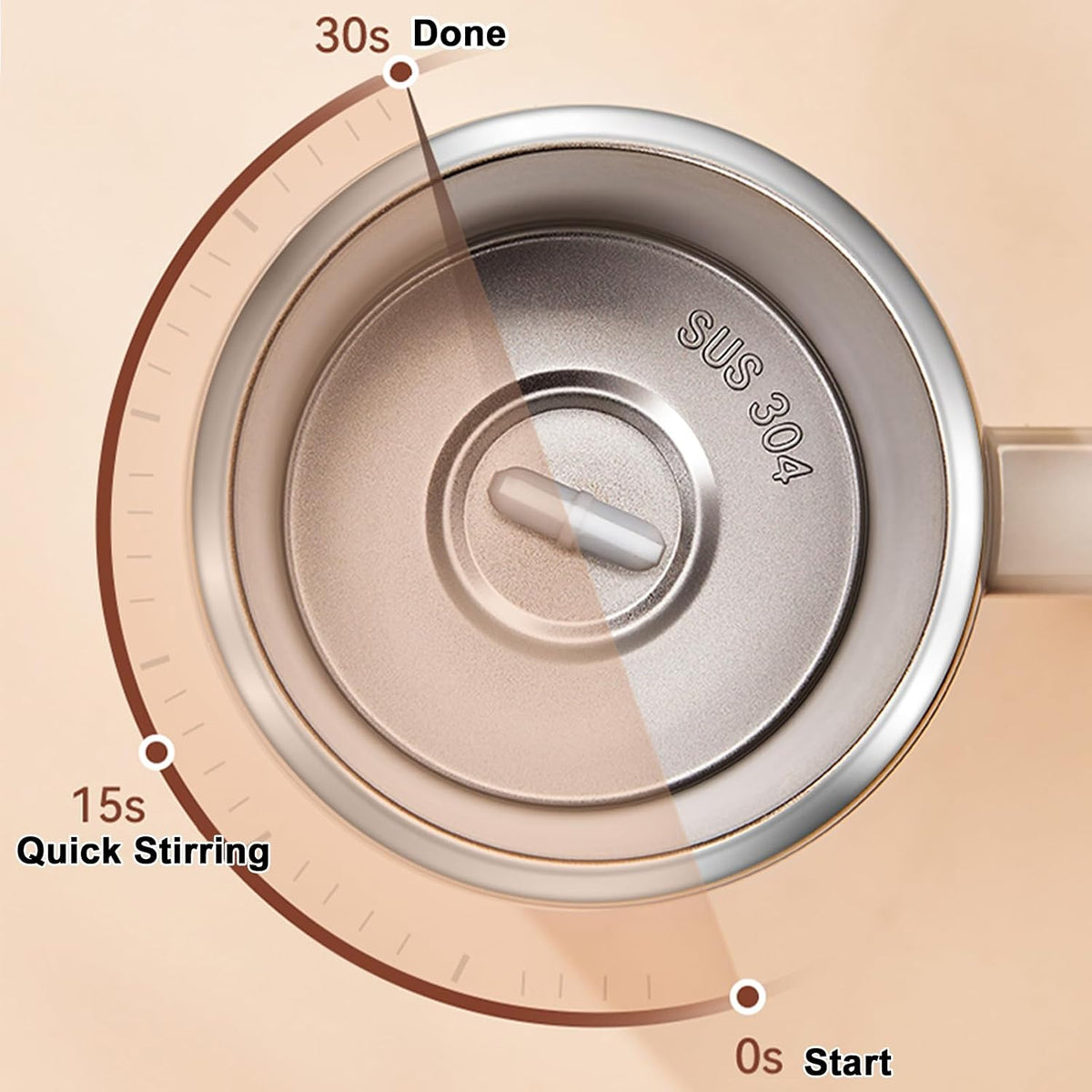 Self Stirring Mug, Rechargeable, Magnetic, Black, 380ml | Self Stirring Coffee Mug, 304 Stainless Steel, Portable for Coffee, Milk, Cocoa, Protein Powder