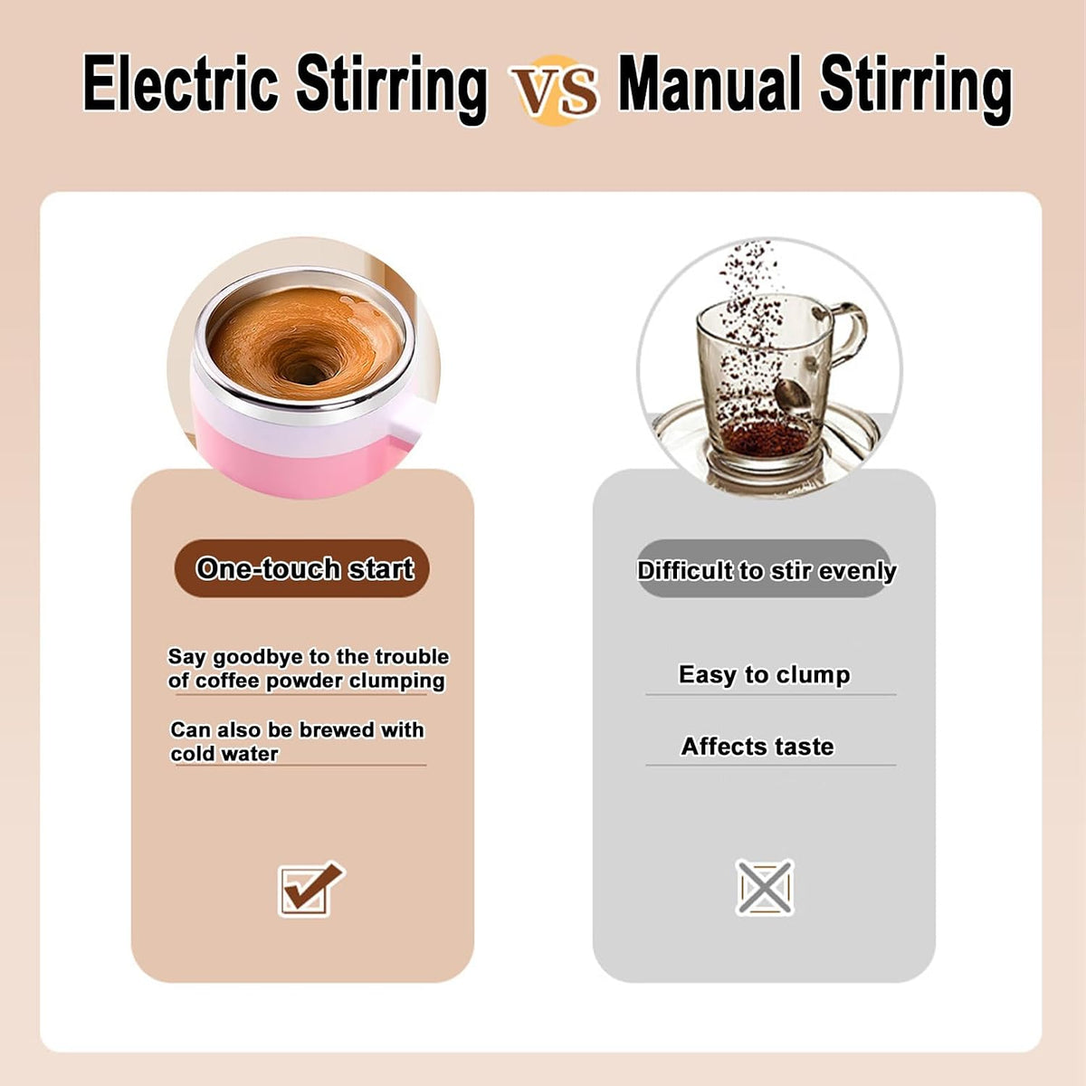 Self Stirring Mug, Rechargeable, Magnetic, Black, 380ml | Self Stirring Coffee Mug, 304 Stainless Steel, Portable for Coffee, Milk, Cocoa, Protein Powder