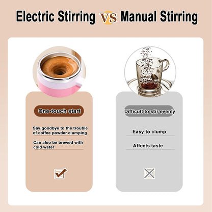Self Stirring Mug, Rechargeable, Magnetic, Black, 380ml | Self Stirring Coffee Mug, 304 Stainless Steel, Portable for Coffee, Milk, Cocoa, Protein Powder