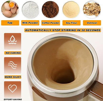 Self Stirring Mug, Rechargeable, Magnetic, Black, 380ml | Self Stirring Coffee Mug, 304 Stainless Steel, Portable for Coffee, Milk, Cocoa, Protein Powder