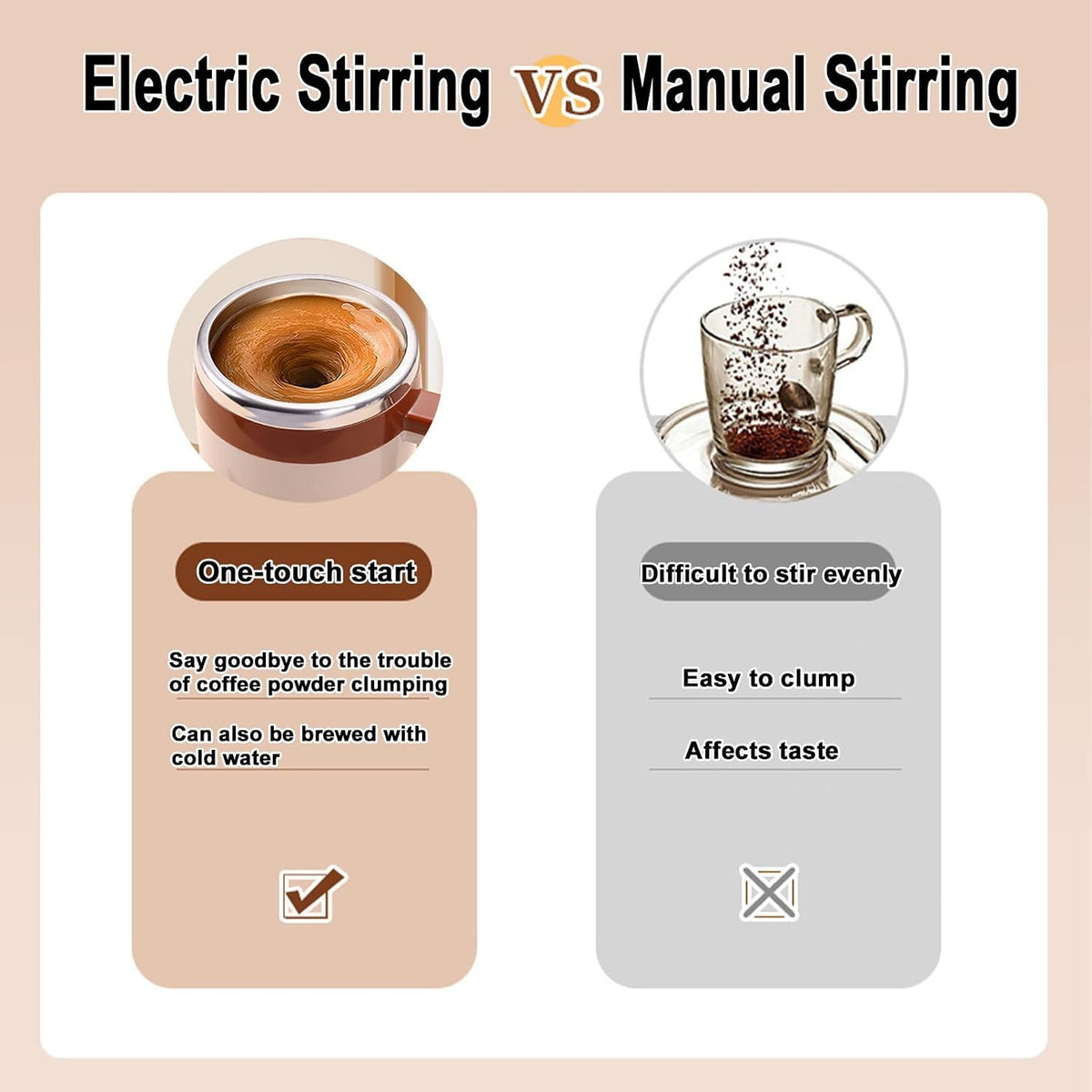 Self Stirring Mug, Rechargeable, Magnetic, Black, 380ml | Self Stirring Coffee Mug, 304 Stainless Steel, Portable for Coffee, Milk, Cocoa, Protein Powder