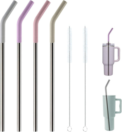 Replacement Straws for 40oz Tumblers, Stainless Steel Metal Straws, 4 Pack