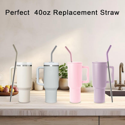 Replacement Straws for 40oz Tumblers, Stainless Steel Metal Straws, 4 Pack