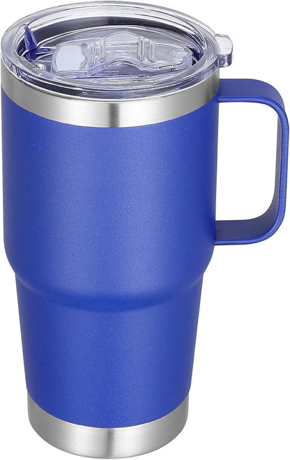 20 oz Stainless Steel Tumbler with Handle Bulk Metal Insulated Tumblers Travel Coffee Mug with Handle Double Wall Tumbler Cup with Lid and Straw, Black 12 Pack