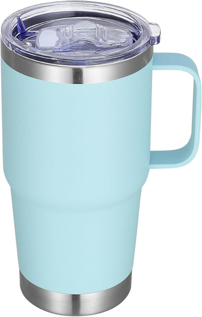 20 oz Stainless Steel Tumbler with Handle Bulk Metal Insulated Tumblers Travel Coffee Mug with Handle Double Wall Tumbler Cup with Lid and Straw, Black 12 Pack