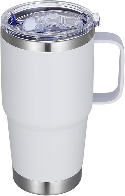 20 oz Stainless Steel Tumbler with Handle Bulk Metal Insulated Tumblers Travel Coffee Mug with Handle Double Wall Tumbler Cup with Lid and Straw, Black 12 Pack