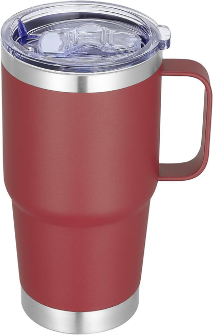 20 oz Stainless Steel Tumbler with Handle Bulk Metal Insulated Tumblers Travel Coffee Mug with Handle Double Wall Tumbler Cup with Lid and Straw, Black 12 Pack
