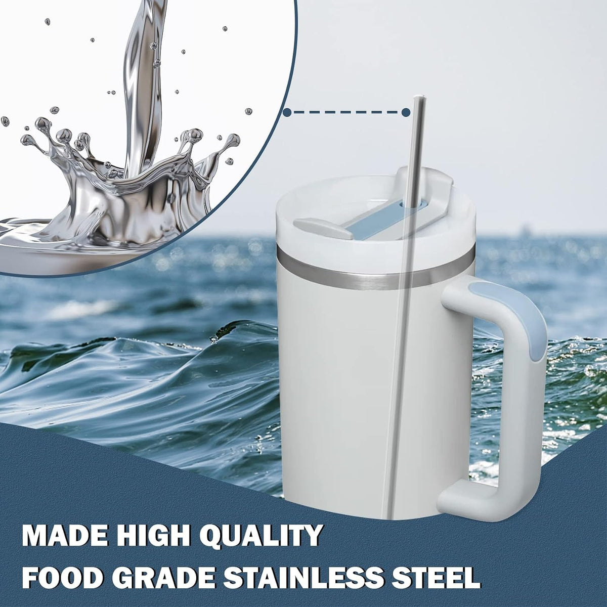 for Stanley Quencher 40oz Tumbler 6x Metal Stainless Steel Straws, 12inch Replacement Extra Long/Tall Straws for Stanley Cup 40oz Drinking Reusable Accessories (3x Straight & 3x Bent)