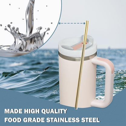 for Stanley Quencher 40oz Tumbler 6x Metal Stainless Steel Straws, 12inch Replacement Extra Long/Tall Straws for Stanley Cup 40oz Drinking Reusable Accessories (3x Straight & 3x Bent)