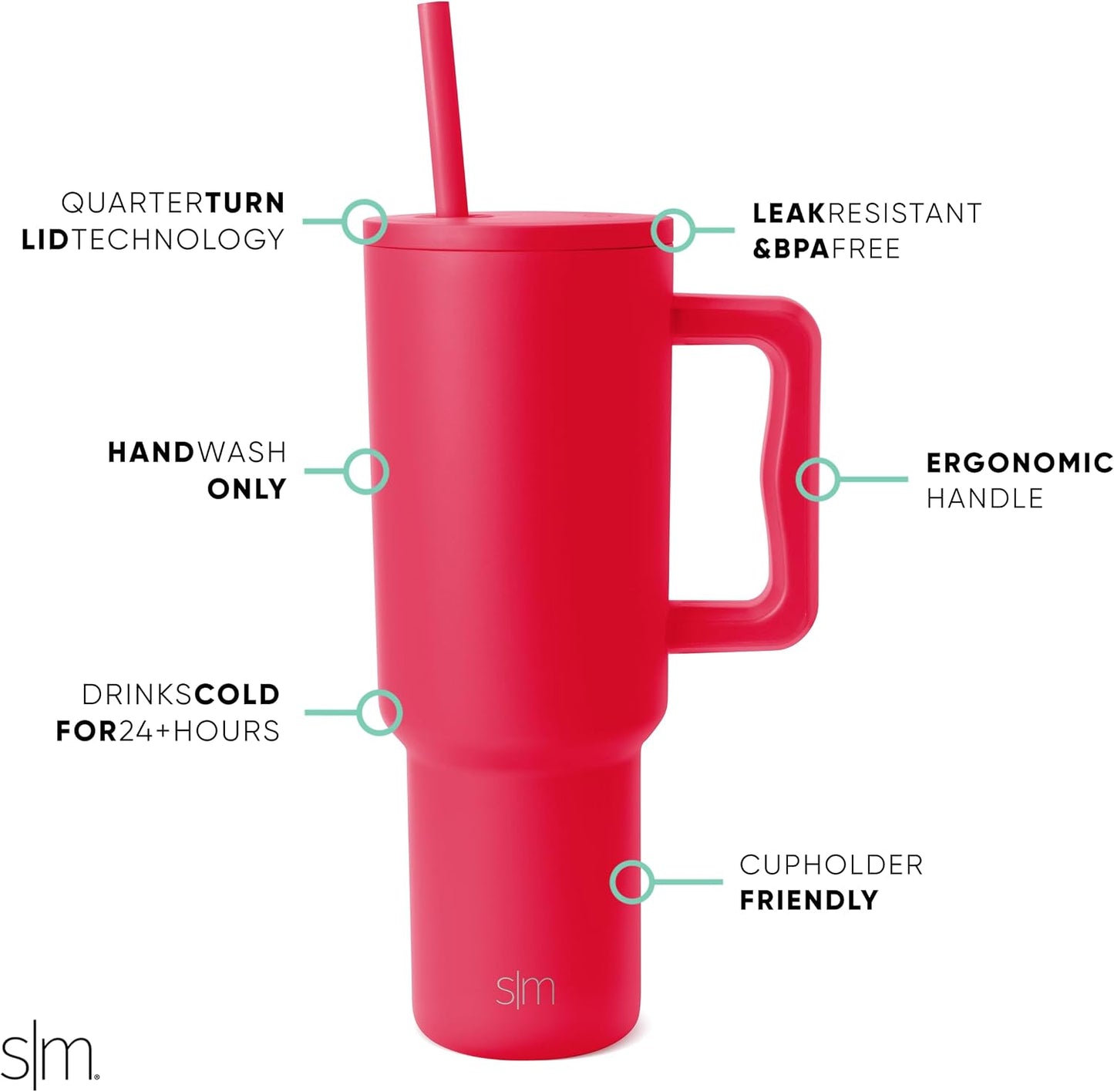 Tumbler with Handle and Straw | 40oz | 80s Mix | Trek Tumbler, Travel Mug | Insulated Water Bottle, Cupholder Friendly, Stainless Steel Cup | 80s Mix - Colors B