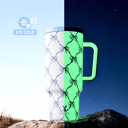 30 oz Tumbler with Handle, Tumbler with Lid and Straw, Insulated Stainless Steel Travel Mug, 100% Leak-proof, Cupholder Friendly, Keeps Cold for 24 Hours or Hot for 8 Hours (Azure) - Colors A