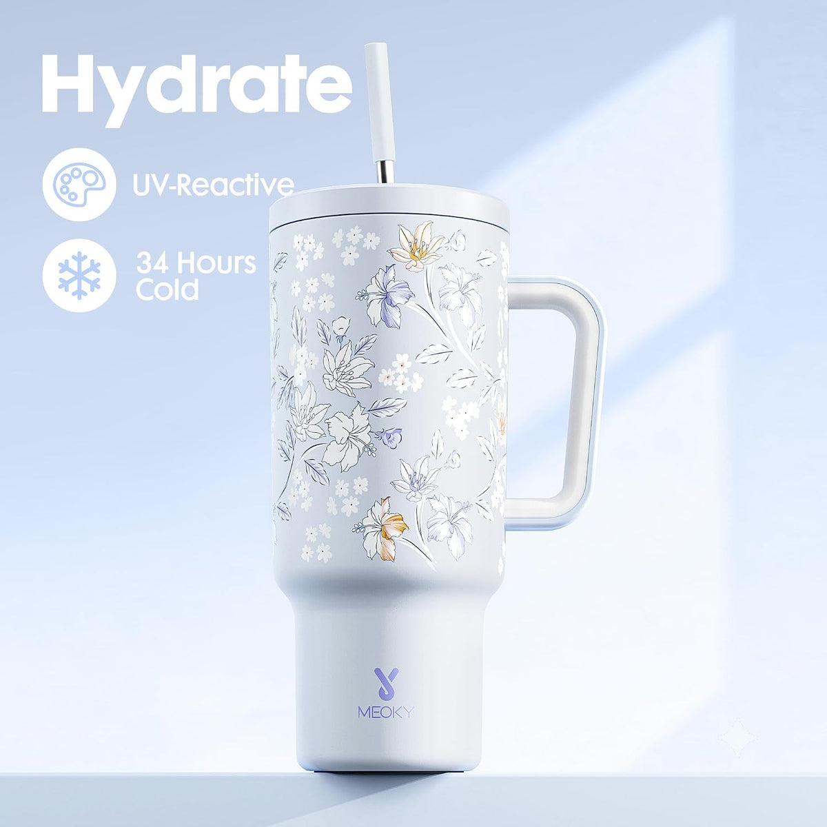 30 oz Tumbler with Handle, Tumbler with Lid and Straw, Insulated Stainless Steel Travel Mug, 100% Leak-proof, Cupholder Friendly, Keeps Cold for 24 Hours or Hot for 8 Hours (Azure) - Colors A