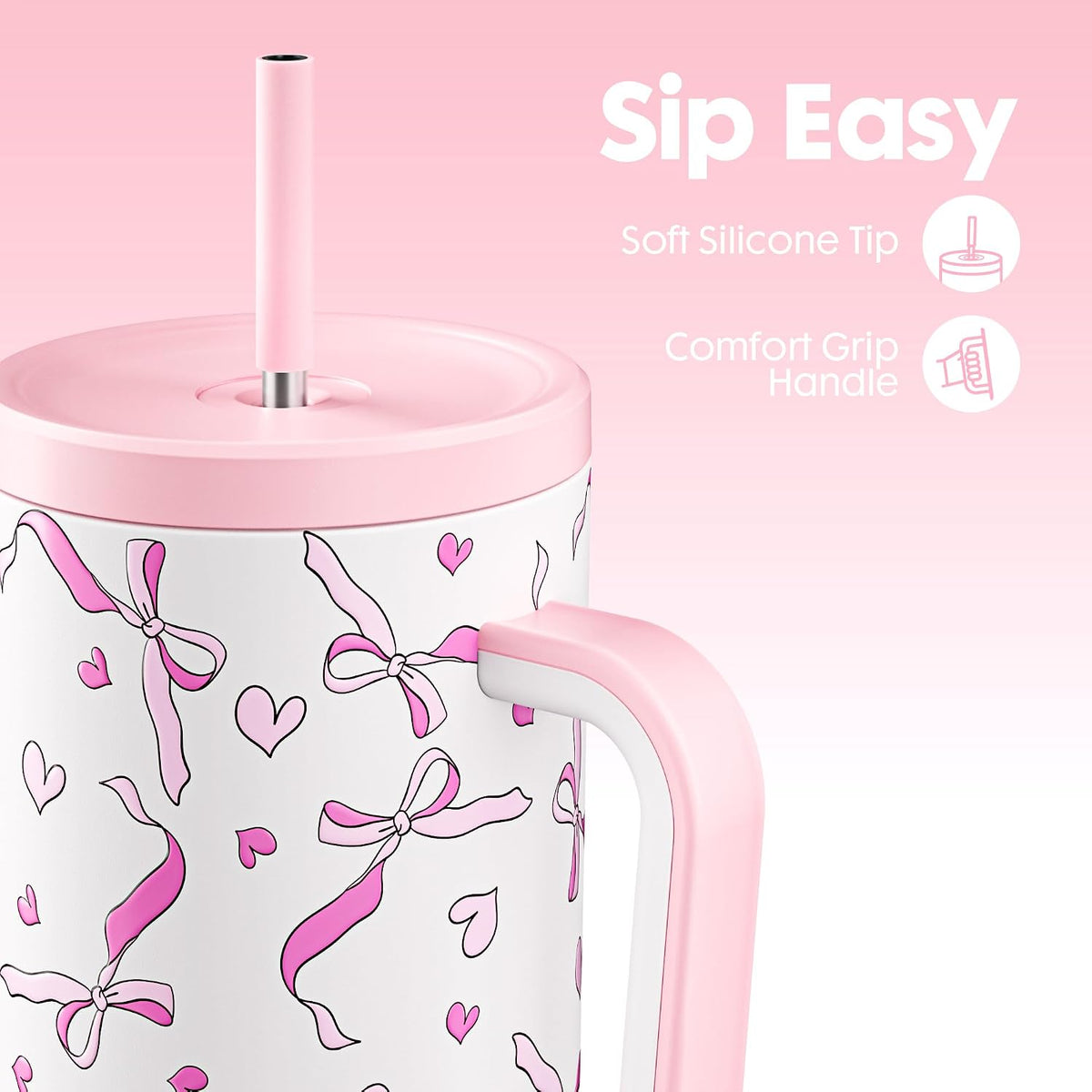 30 oz Tumbler with Handle, Tumbler with Lid and Straw, Insulated Stainless Steel Travel Mug, 100% Leak-proof, Cupholder Friendly, Keeps Cold for 24 Hours or Hot for 8 Hours (Azure) - Colors A