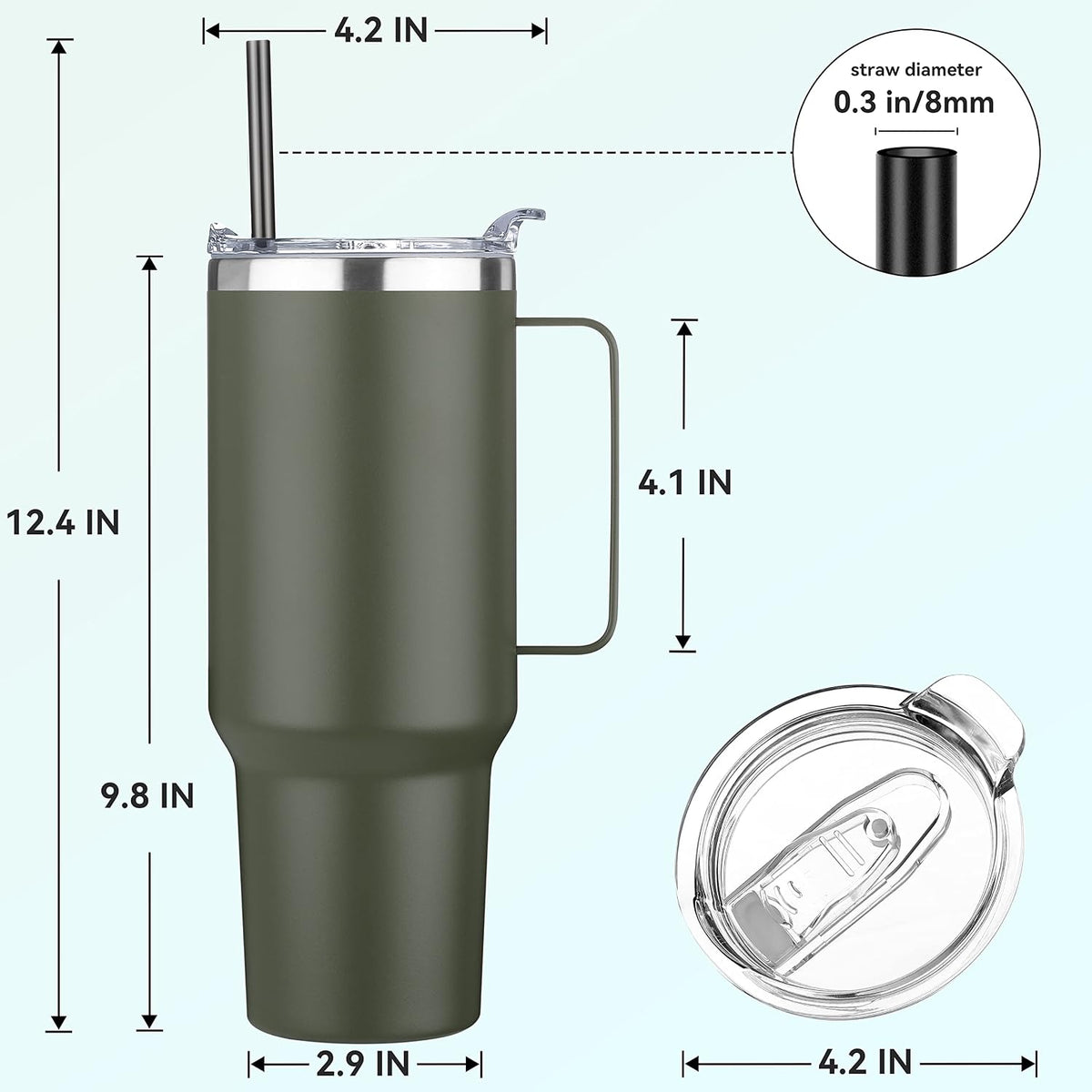 40 oz Stainless Steel Tumbler with Handle, Vacuum Insulated Tumblers Bulk, Reusable Double Wall Travel Coffee Mug, Durable Powder Coated Water Bottle(White, 1)