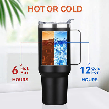 40 oz Stainless Steel Tumbler with Handle, Vacuum Insulated Tumblers Bulk, Reusable Double Wall Travel Coffee Mug, Durable Powder Coated Water Bottle(White, 1)