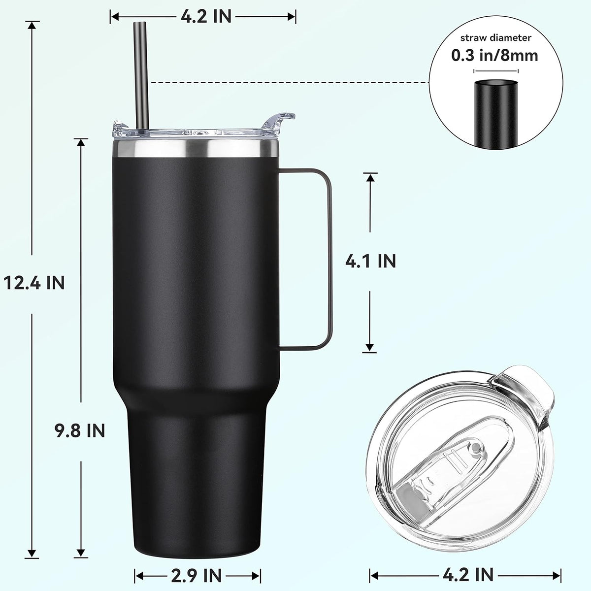 40 oz Stainless Steel Tumbler with Handle, Vacuum Insulated Tumblers Bulk, Reusable Double Wall Travel Coffee Mug, Durable Powder Coated Water Bottle(White, 1)