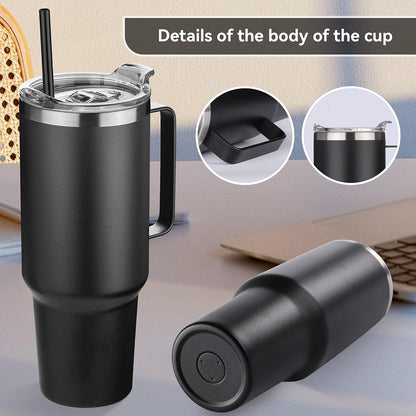 40 oz Stainless Steel Tumbler with Handle, Vacuum Insulated Tumblers Bulk, Reusable Double Wall Travel Coffee Mug, Durable Powder Coated Water Bottle(White, 1)