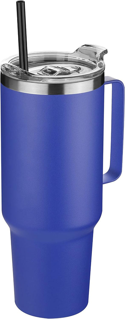 40 oz Stainless Steel Tumbler with Handle, Vacuum Insulated Tumblers Bulk, Reusable Double Wall Travel Coffee Mug, Durable Powder Coated Water Bottle(White, 1)