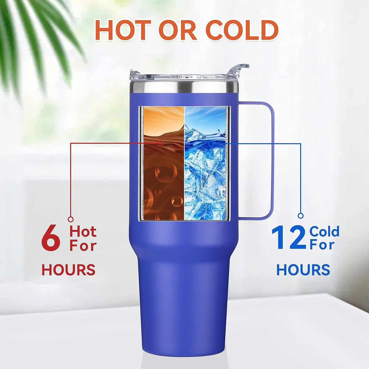 40 oz Stainless Steel Tumbler with Handle, Vacuum Insulated Tumblers Bulk, Reusable Double Wall Travel Coffee Mug, Durable Powder Coated Water Bottle(White, 1)