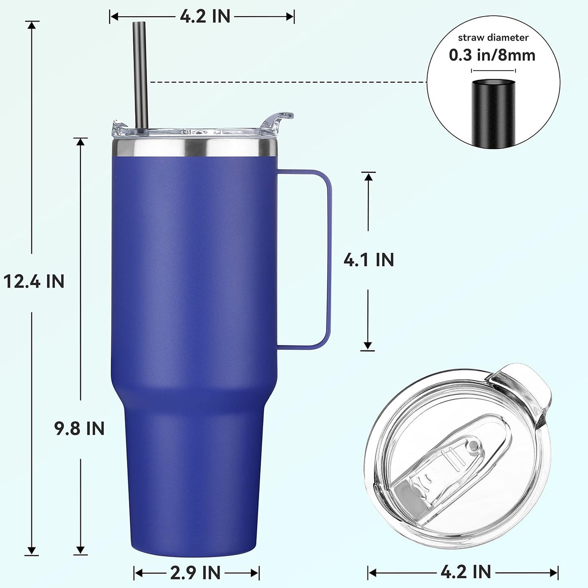 40 oz Stainless Steel Tumbler with Handle, Vacuum Insulated Tumblers Bulk, Reusable Double Wall Travel Coffee Mug, Durable Powder Coated Water Bottle(White, 1)