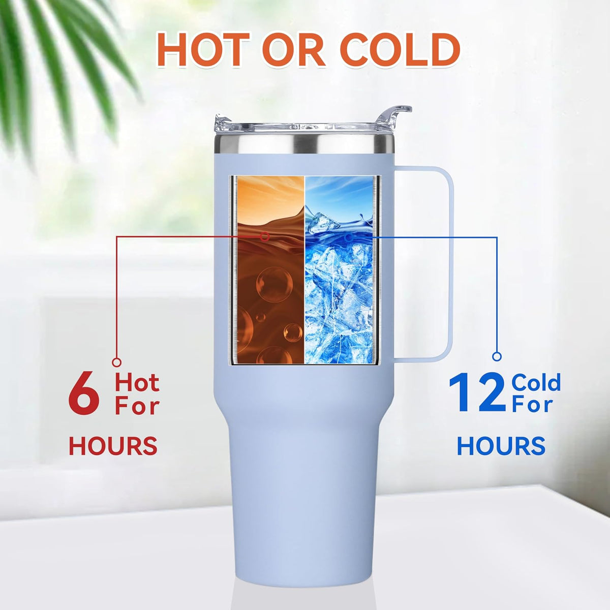40 oz Stainless Steel Tumbler with Handle, Vacuum Insulated Tumblers Bulk, Reusable Double Wall Travel Coffee Mug, Durable Powder Coated Water Bottle(White, 1)