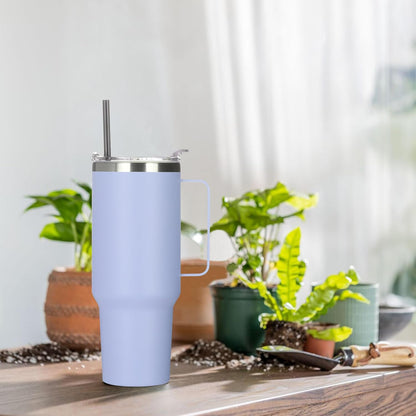 40 oz Stainless Steel Tumbler with Handle, Vacuum Insulated Tumblers Bulk, Reusable Double Wall Travel Coffee Mug, Durable Powder Coated Water Bottle(White, 1)
