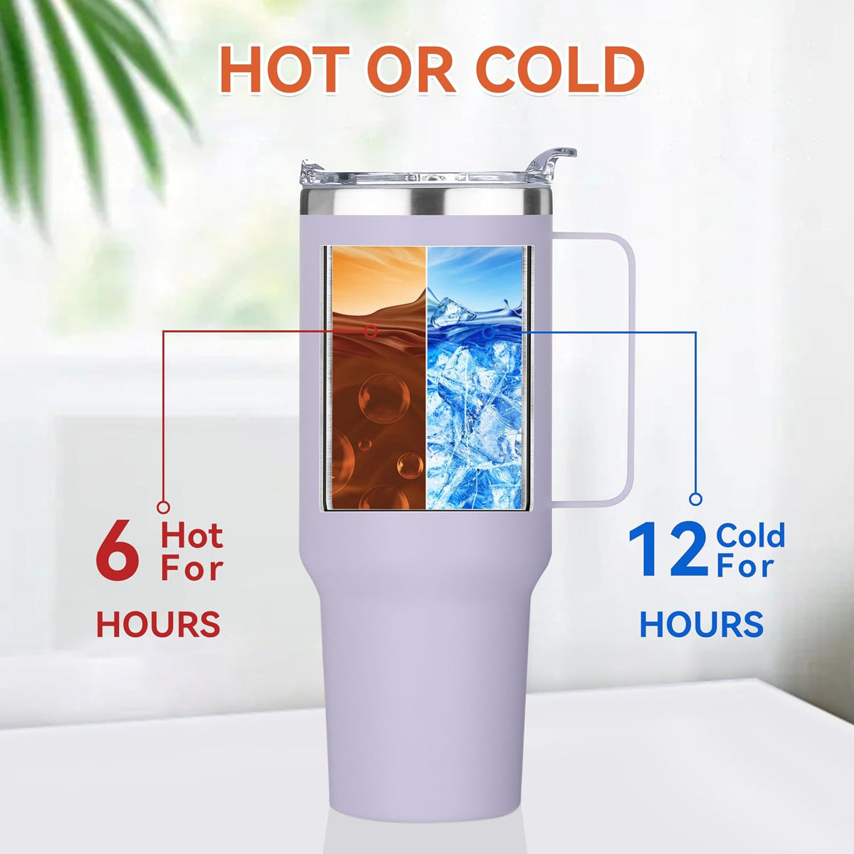 40 oz Stainless Steel Tumbler with Handle, Vacuum Insulated Tumblers Bulk, Reusable Double Wall Travel Coffee Mug, Durable Powder Coated Water Bottle(White, 1)