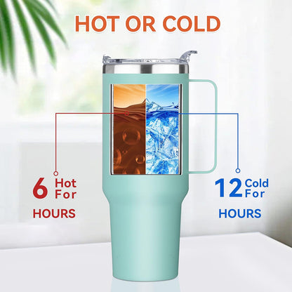 40 oz Stainless Steel Tumbler with Handle, Vacuum Insulated Tumblers Bulk, Reusable Double Wall Travel Coffee Mug, Durable Powder Coated Water Bottle(White, 1)