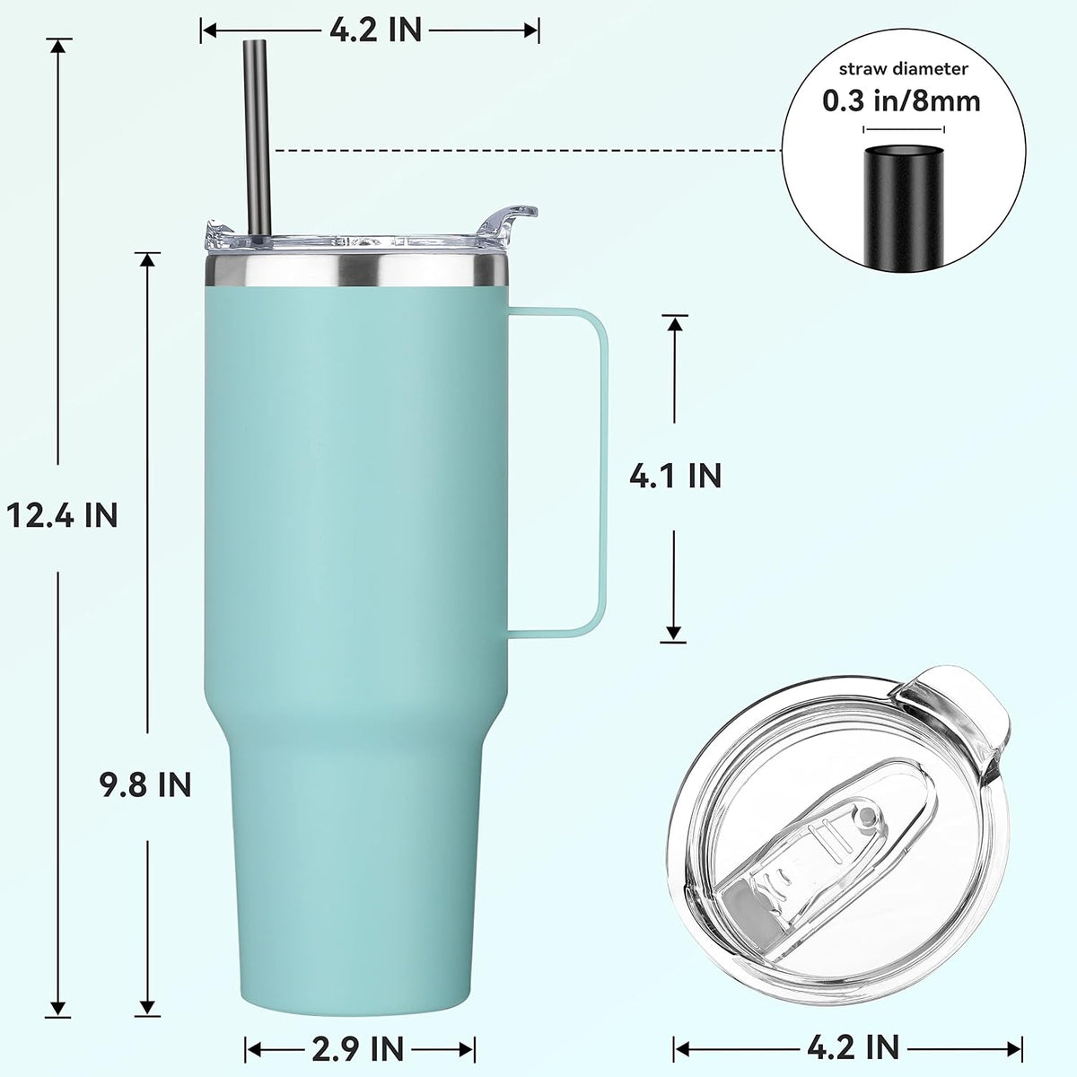 40 oz Stainless Steel Tumbler with Handle, Vacuum Insulated Tumblers Bulk, Reusable Double Wall Travel Coffee Mug, Durable Powder Coated Water Bottle(White, 1)