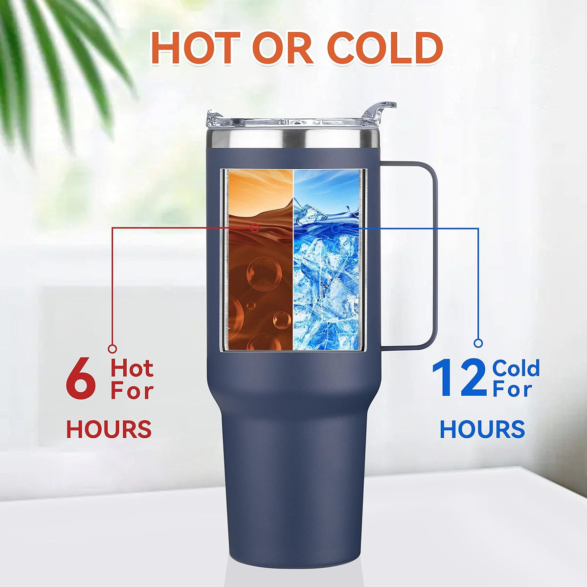 40 oz Stainless Steel Tumbler with Handle, Vacuum Insulated Tumblers Bulk, Reusable Double Wall Travel Coffee Mug, Durable Powder Coated Water Bottle(White, 1)