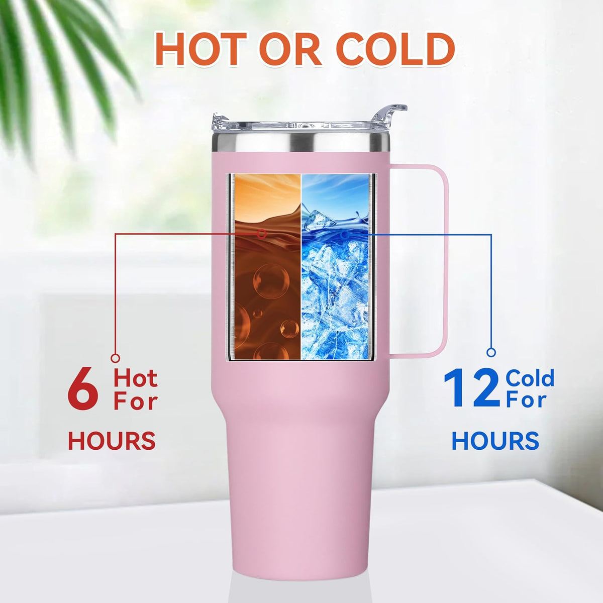 40 oz Stainless Steel Tumbler with Handle, Vacuum Insulated Tumblers Bulk, Reusable Double Wall Travel Coffee Mug, Durable Powder Coated Water Bottle(White, 1)