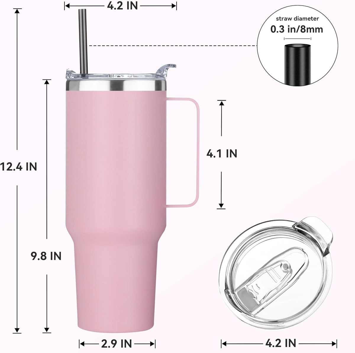40 oz Stainless Steel Tumbler with Handle, Vacuum Insulated Tumblers Bulk, Reusable Double Wall Travel Coffee Mug, Durable Powder Coated Water Bottle(White, 1)