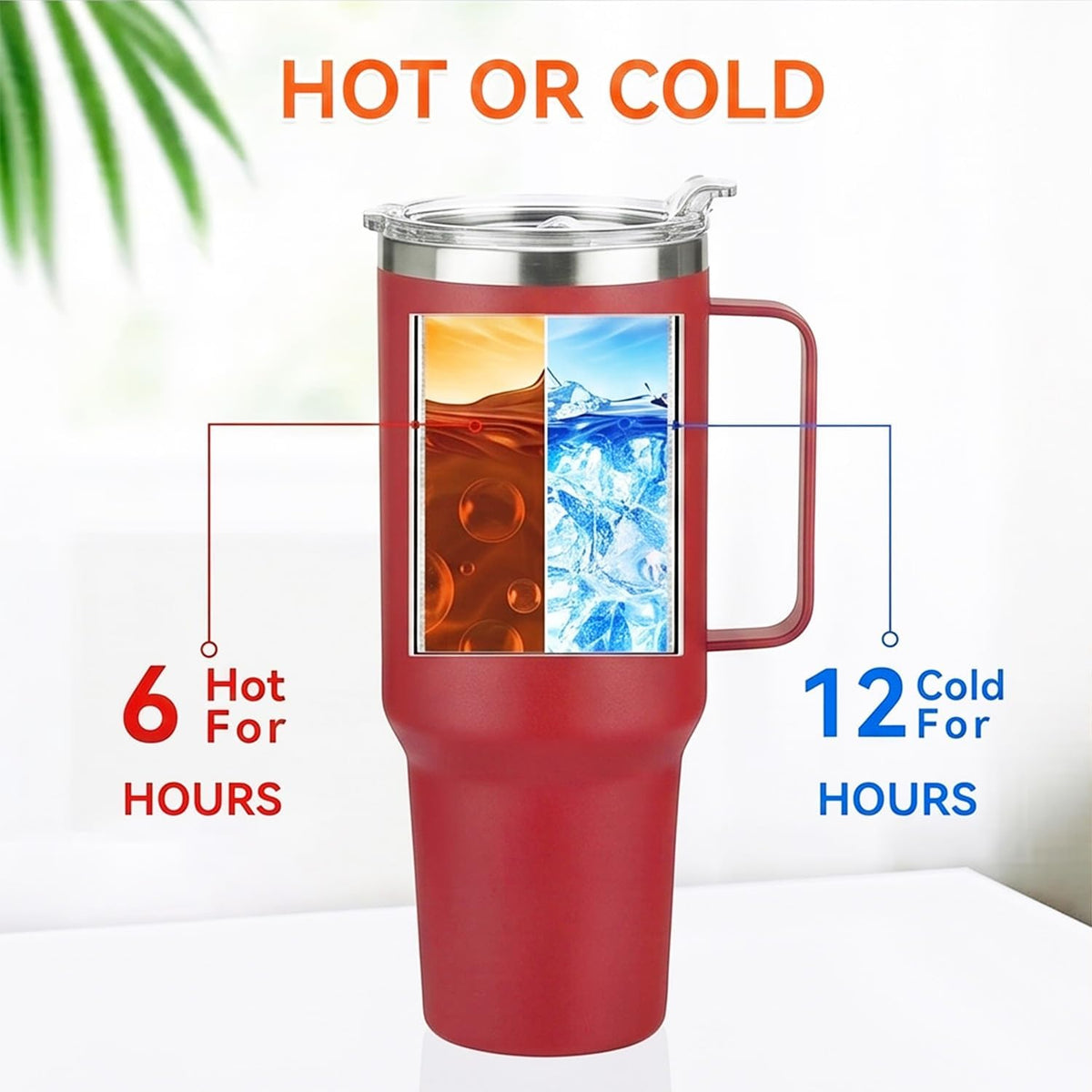 40 oz Stainless Steel Tumbler with Handle, Vacuum Insulated Tumblers Bulk, Reusable Double Wall Travel Coffee Mug, Durable Powder Coated Water Bottle(White, 1)