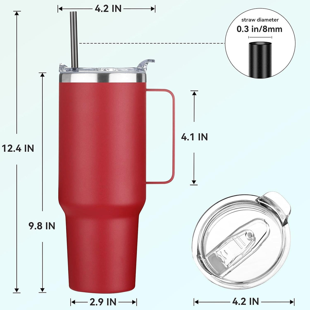 40 oz Stainless Steel Tumbler with Handle, Vacuum Insulated Tumblers Bulk, Reusable Double Wall Travel Coffee Mug, Durable Powder Coated Water Bottle(White, 1)