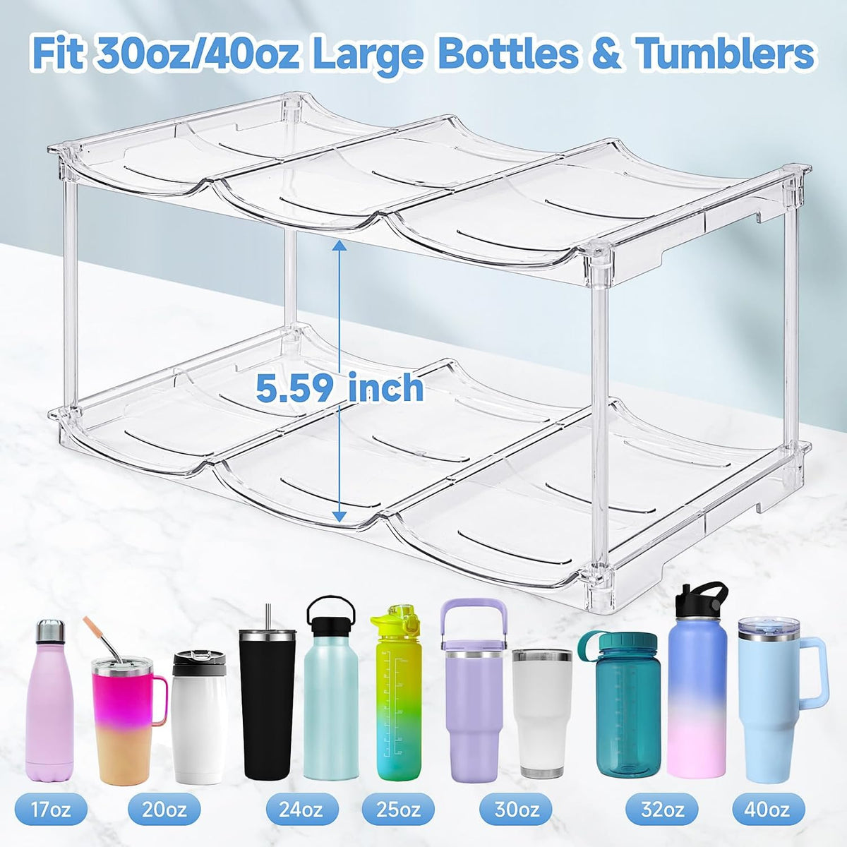 Stackable Water Bottle Organizer for Stanley 40 oz Tumbler