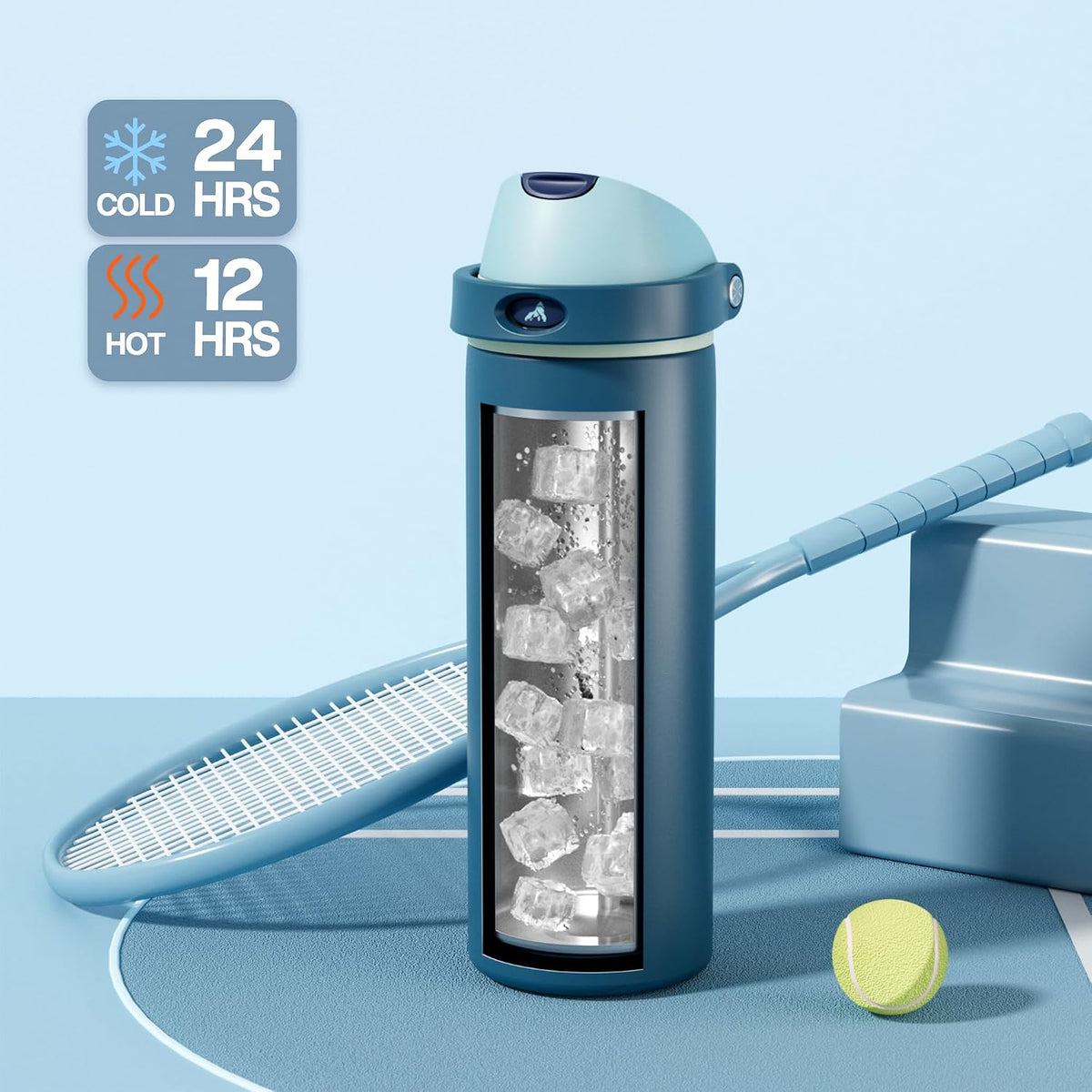 24 oz Travel Water Bottle: 2-in-1 Push-Button Spout & Quick-Flip Straw, Leakproof, Cold 24Hrs, Fits Car Cup Holder, Stainless Steel Cup for Sports, School, Commute, Camping (Mouse's Mischief) - Colors A