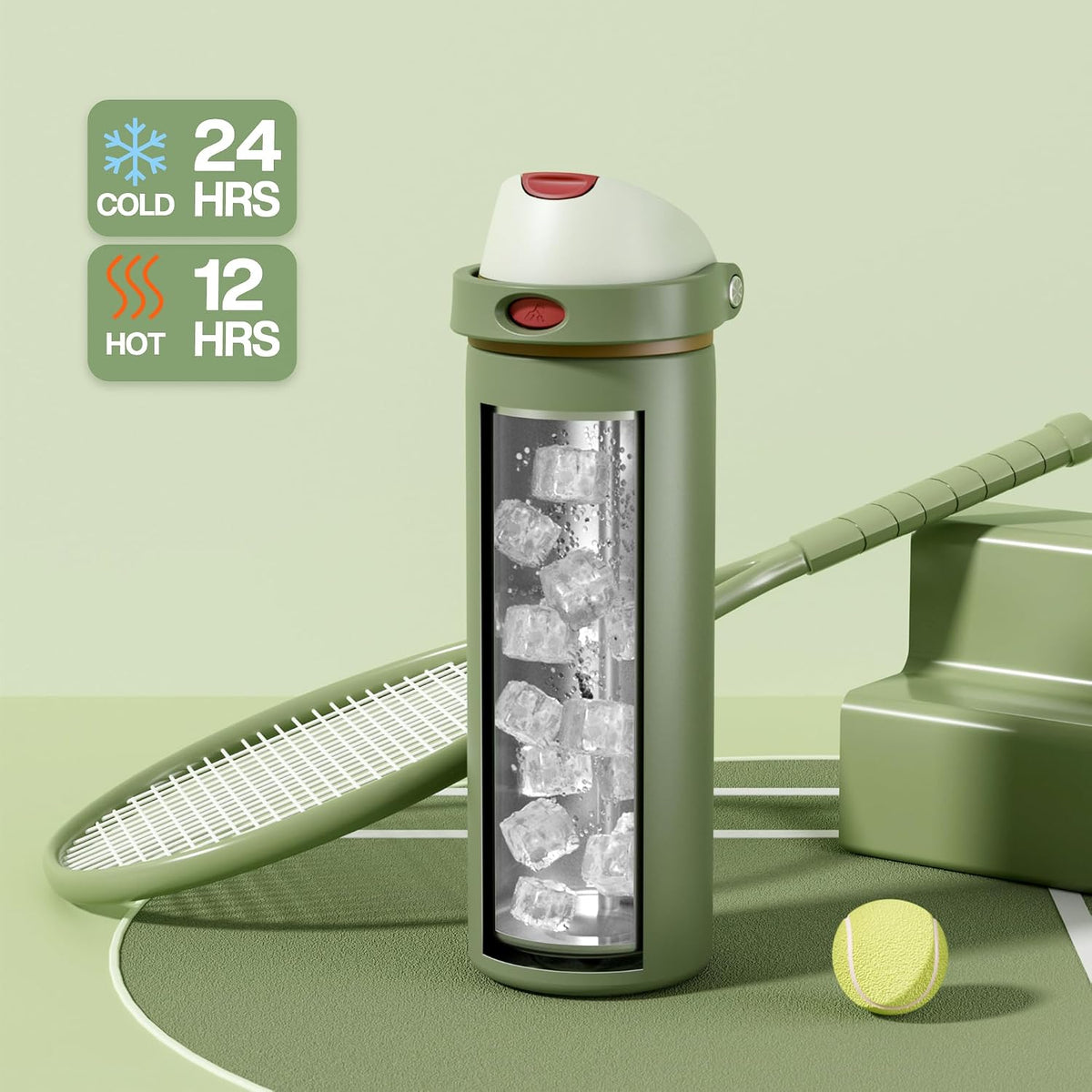 24 oz Travel Water Bottle: 2-in-1 Push-Button Spout & Quick-Flip Straw, Leakproof, Cold 24Hrs, Fits Car Cup Holder, Stainless Steel Cup for Sports, School, Commute, Camping (Mouse's Mischief) - Colors A