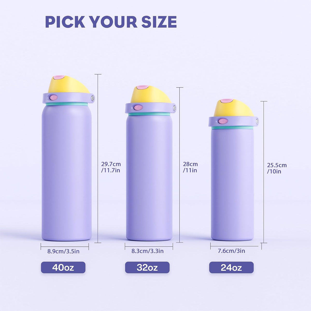 24 oz Travel Water Bottle: 2-in-1 Push-Button Spout & Quick-Flip Straw, Leakproof, Cold 24Hrs, Fits Car Cup Holder, Stainless Steel Cup for Sports, School, Commute, Camping (Mouse's Mischief) - Colors A