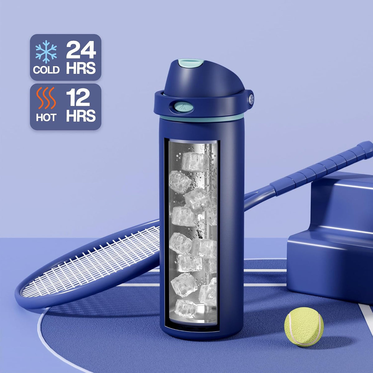 24 oz Travel Water Bottle: 2-in-1 Push-Button Spout & Quick-Flip Straw, Leakproof, Cold 24Hrs, Fits Car Cup Holder, Stainless Steel Cup for Sports, School, Commute, Camping (Mouse's Mischief) - Colors A